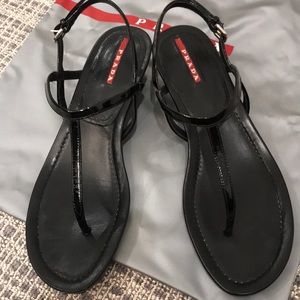 Prada Black patent leather sandal with small heel